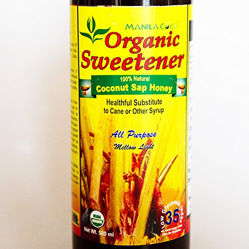 Organic Sweetener COCONUT SAP HONEY-Syrup Manila Coco TM -16 Oz : Concentrated All Natural Sweet Pure Nectar from Coconut Fruit Tree : Lower Glycemic thumbnail