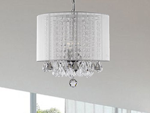 Crystal Chandelier Chandeliers with Large White Shade 3 Lights H14