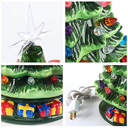 Joiedomi 15  Tabletop Prelit Ceramic Christmas Tree with 70 Multicolor Lights Hand-Painted Ceramic Tabletop Christmas Tree for Christmas Holiday Indoo