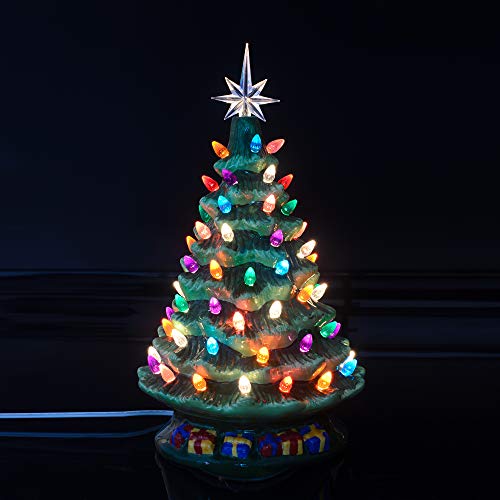 Joiedomi 15  Tabletop Prelit Ceramic Christmas Tree with 70 Multicolor Lights Hand-Painted Ceramic Tabletop Christmas Tree for Christmas Holiday Indoo