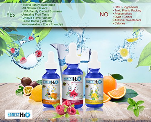Water Flavoring-Stevia Water Enhancer-Honest H2O-from Stevia Select- 2 Oz. Bottle Water Enhancer-Orange Passion for Water-NON-GMO Ingredients-Satisfac thumbnail