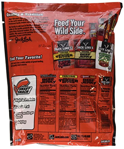 Jack Link's Premium 12 Snack Packs 15oz (Original Hickory Smokehouse Beef Jerky, Teriyaki Beef Steak Tender Bites, Sweet & Hot Beef Jerky) thumbnail