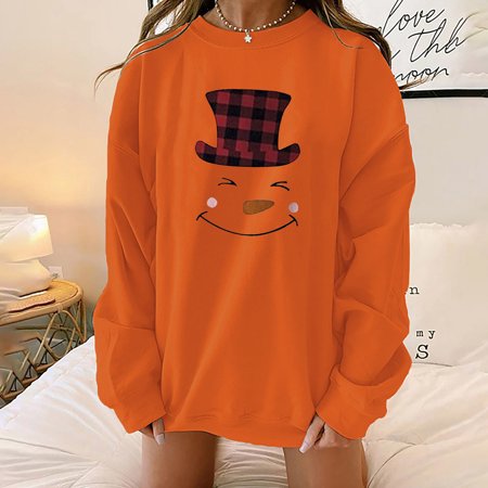 TOMKISA Fashion Women Casual O-neck Christmas Printing Long-sleeved Sweatshirt Slim #1455