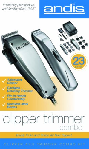 Andis 23-Piece Clipper/Trimmer Combo Haircutting Kit, Silver (20140) thumbnail