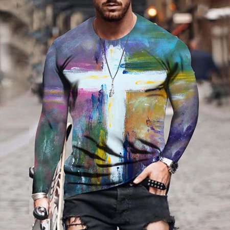 Fiudx Men S Unisex Daily T Shirt 3D Print Graphic Prints Long Sleeve Tops Casual Bloue 1507