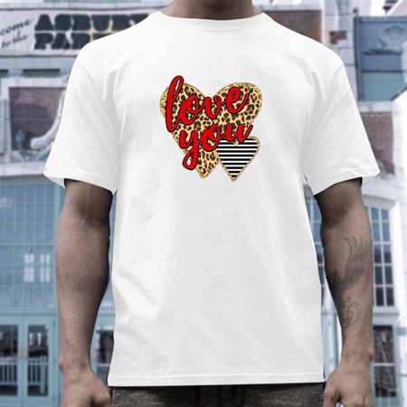 YOTAMI Men S Shirts Short Sleeve Casual Leopard Heart Graphic Print Round Neck Pullover T Shirt Blouse Daliy White M L XL XXL XXXL