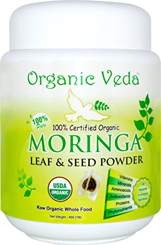 Organic Moringa Seed Powder (16 Ounce - 1 Lb). 100% Pure and Natural Raw Herb Super Food Supplement. Non GMO, Gluten FREE. ? USDA Certified Organic ?