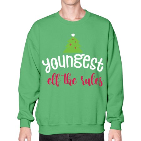 Youngest Elf the Rules Style 1253# - Christmas- Sweatshirt - Crew