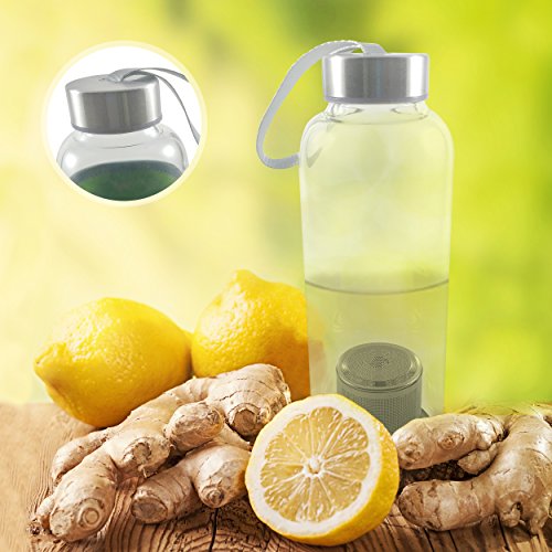 Hot or Cold Glass Tea Tumbler Bottle - Borosilicate Glass Tea Mug - Glass Water Bottle with Flavor Dispenser Cup - 550 Ml with Insulated Sleeve - Navy thumbnail