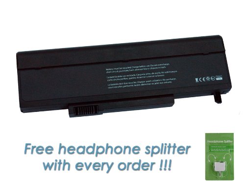 Gateway M-6755 9-cell, 7200mAh Replacement Laptop Battery with FREE Headphone Splitter