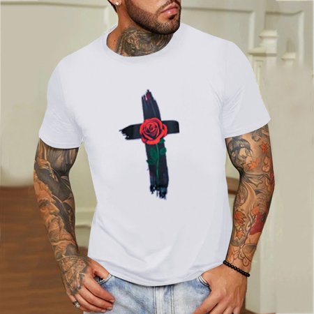 Aayomet Mens Graphic T-Shirts Mens Summer Fashion Casual Round Neck Small Print T Shirt Short Sleeve Men Shirts Pack White L
