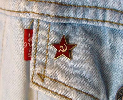 Red Star Hammer Sickle Communism Emblem Anti-capitalism Symbol Antiglobalist Pin thumbnail