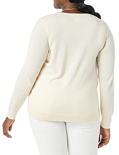 Amazon Essentials Women's Classic-Fit Lightweight Long-Sleeve V-Neck Sweater (Available in Plus Size), Ecru, Large thumbnail