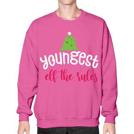 Youngest Elf the Rules Style 1253# - Christmas- Sweatshirt - Crew