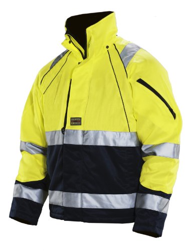 JOBMAN Workwear Men's High Visibility Winter Jacket-1253 TECHNICAL (XXLarge, Yellow/Navy)