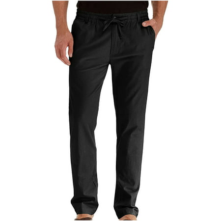 Mens Pants Clearance Men S Business Loose Large Size Elastic Waist Cotton All-match Solid Color