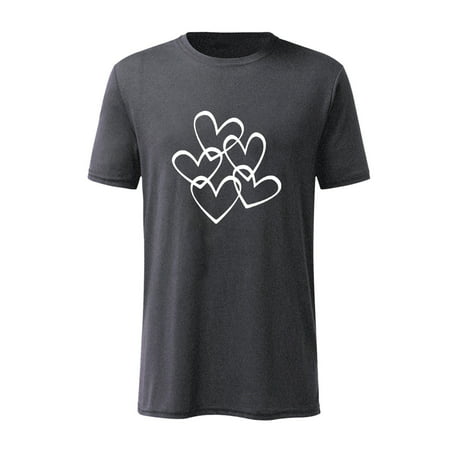 YOTAMI Men S Tees Solid Color Casual Short-sleeved White Love Graphic Print T-shirt Top Hawaiian Dark Gray M L XL XXL XXXL