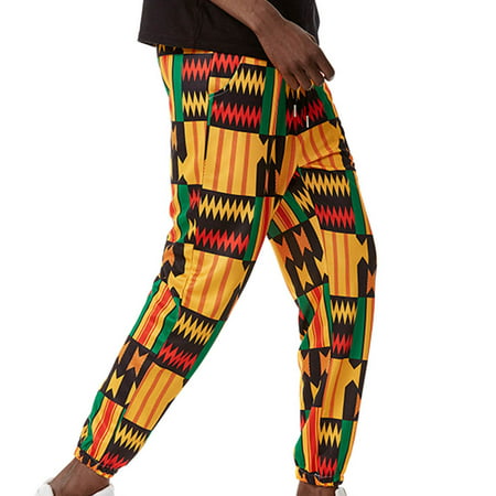Mens Pants Clearance Men Casual Mid Waist Lace-up Elastic Sweatpants Printed Trousers