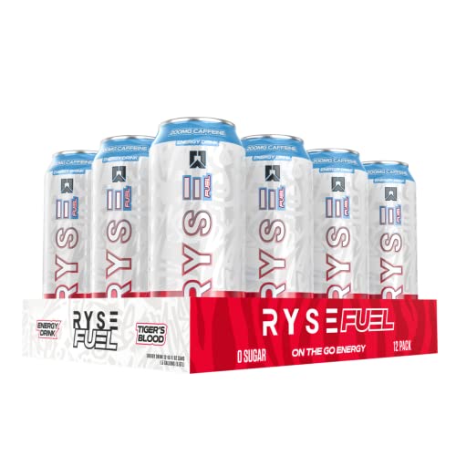RYSE Fuel Sugar Free Energy Drink | Vegan Friendly  Gluten Free | No Fillers & No Artificial Colors | 0 Calories | 200mg Natural Caffeine | 12 Pack (T