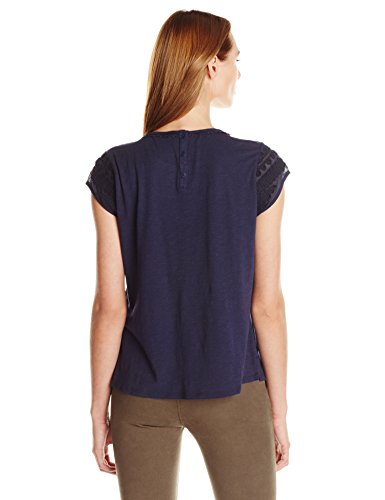 Lucky Brand Women's Soutache Yoke Top, TBD Navy, X-Large thumbnail