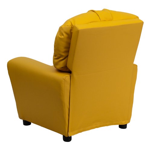 Flash Furniture BT-7950-KID-YEL-GG Contemporary Yellow Vinyl Kids Recliner with Cup Holder thumbnail