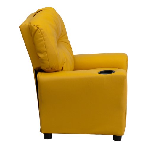 Flash Furniture BT-7950-KID-YEL-GG Contemporary Yellow Vinyl Kids Recliner with Cup Holder thumbnail