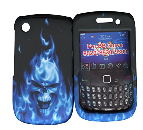 Blue Skull Fire Blackberry Curve 8520/8530/ 3G, 9300/9330 Phone Cover Case Faceplates