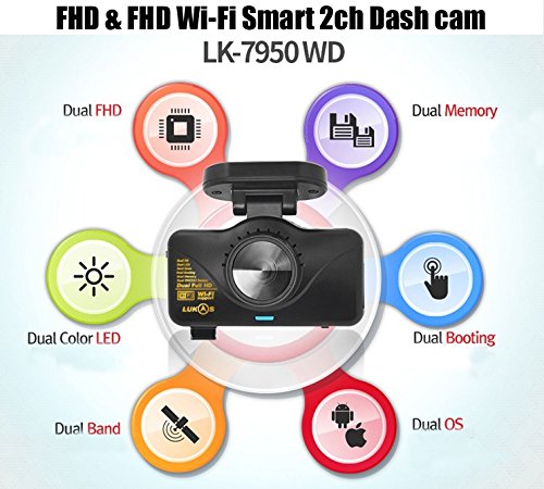 Lukas Lk-7950 2ch Wi-fi 16gb + Gps Full HD(1080p@30fps) Dash Cam Video DVR GPS Recorder Black Box thumbnail