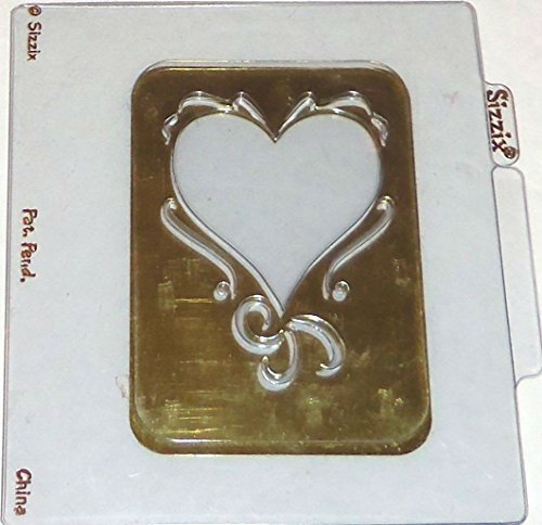 Sizzix Simple Impressions Embossing Folder Heart W/Ribbons Brass Stencil 38-9545