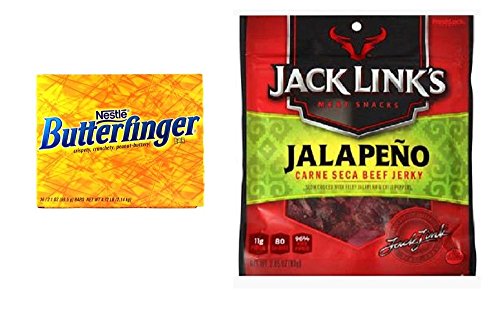 Butterfinger Chocolate Bar 36/1.9 Oz and Jack Link Beef Jerky Original - Bag 2.85oz