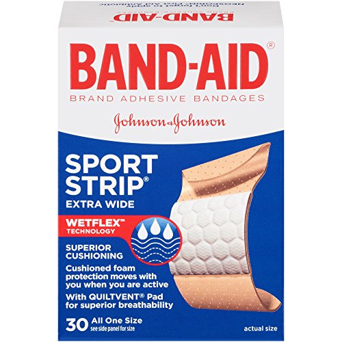 Band-Aid Brand Adhesive Bandages, Sport Strip, Extra Wide, 30 Count (Pack of 2)