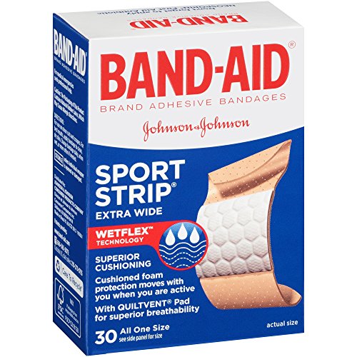 Band-Aid Brand Adhesive Bandages, Sport Strip, Extra Wide, 30 Count (Pack of 2) thumbnail