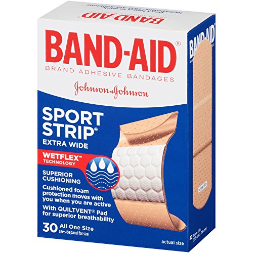 Band-Aid Brand Adhesive Bandages, Sport Strip, Extra Wide, 30 Count (Pack of 2) thumbnail