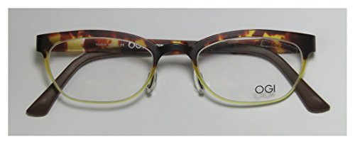 Innotec by Ogi 4804 Mens/Womens Ophthalmic Durable Designer Full-rim Eyeglasses/Glasses (48-19-145, Tortoise / Yellow) thumbnail