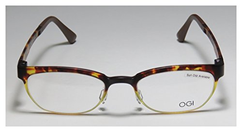 Innotec by Ogi 4804 Mens/Womens Ophthalmic Durable Designer Full-rim Eyeglasses/Glasses (48-19-145, Tortoise / Yellow) thumbnail