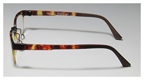 Innotec by Ogi 4804 Mens/Womens Ophthalmic Durable Designer Full-rim Eyeglasses/Glasses (48-19-145, Tortoise / Yellow) thumbnail
