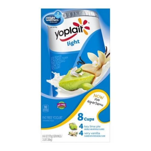 Yoplait Light Key Lime Pie and Very Vanilla Fat Free Yogurt, 6 Ounce -- 8 per Case.