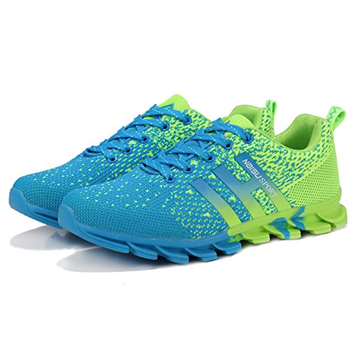 NAISU 6331 Men's Knit Sport Running Shoes Fashion Outdoor Fitness Sneakers Trail Walking Flat Shoes (7 D(M), Blue) thumbnail
