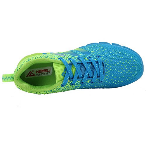 NAISU 6331 Men's Knit Sport Running Shoes Fashion Outdoor Fitness Sneakers Trail Walking Flat Shoes (7 D(M), Blue) thumbnail