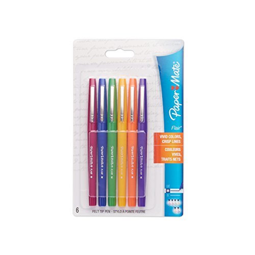 Paper Mate Flair Porous-Point Felt Tip Pen, Medium Tip, 6-Pack, Fashion Colors (61390) Size: 6-Pack Color: Fashion Colors, Model:61390, Office Accesso