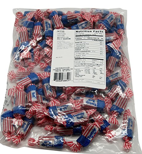 Stars and Stripes Tootsie Roll Candy Pail Bundle, 2 Items: Metal Stars and Bars Pail and 1 Lb. Tootsie Roll Midges thumbnail