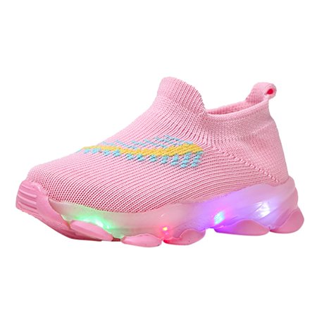 MIANHT Children Baby Girls Boys Feather Mesh LED Luminous Socks Sport Run Sneakers Casu - 2022 Children Baby Girls Boys J-#8532