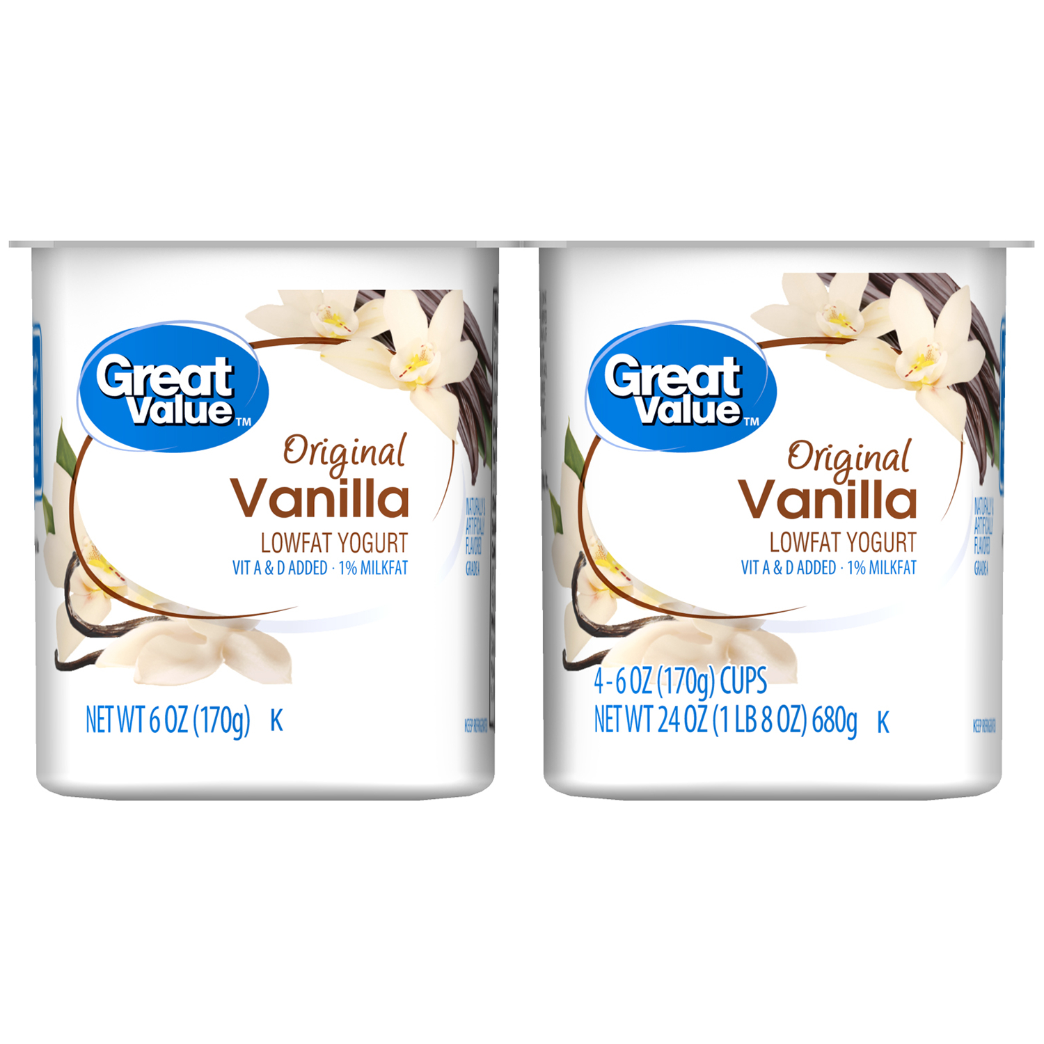 Great Value Original Vanilla Lowfat Yogurt, 6 Oz, 4 Ct Image
