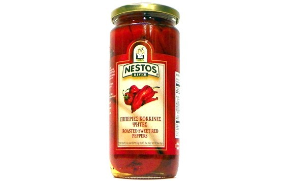 (6 Pack)  Nestos River Fire Roasted Sweet Red Florina Peppers - 16 Oz