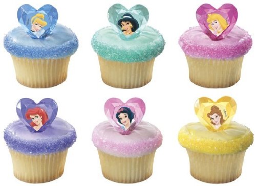 Disney PRINCESS (6) CUPCAKE Cake POPS Jewel Colored PARTY Favor Decoration RINGS