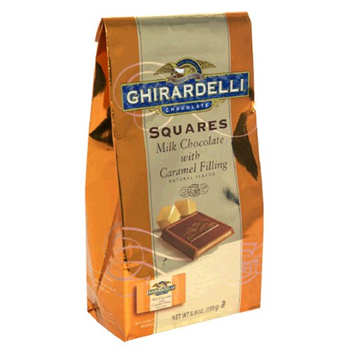 Ghirdelli Squares, Milk Chocolate with Caramel Filling, 5.32-Ounce Bags (Pack of 4)