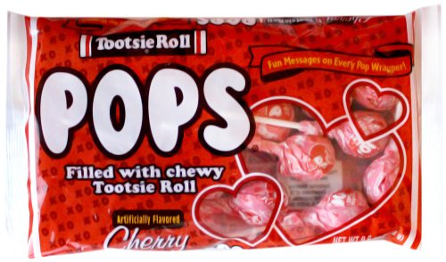 Tootsie Roll Valentine S Day Cherry Tootsie Pops  with Fun Message on Every Pop Wrapper  9.6 Ounce Bag