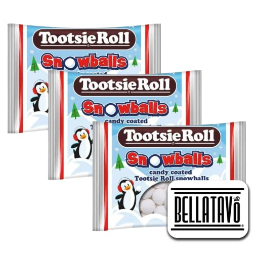 BELLATAVO Snow Ball Candy Bundle. Includes Three-3.5 Oz Bags of Tootsie Roll Snowballs Christmas Candy Plus a BELLATAVO Fridge Magnet! Tootsie Roll Sn