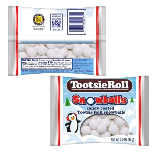 BELLATAVO Snow Ball Candy Bundle. Includes Three-3.5 Oz Bags of Tootsie Roll Snowballs Christmas Candy Plus a BELLATAVO Fridge Magnet! Tootsie Roll Sn thumbnail