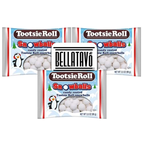 BELLATAVO Snow Ball Candy Bundle. Includes Three-3.5 Oz Bags of Tootsie Roll Snowballs Christmas Candy Plus a BELLATAVO Fridge Magnet! Tootsie Roll Sn thumbnail